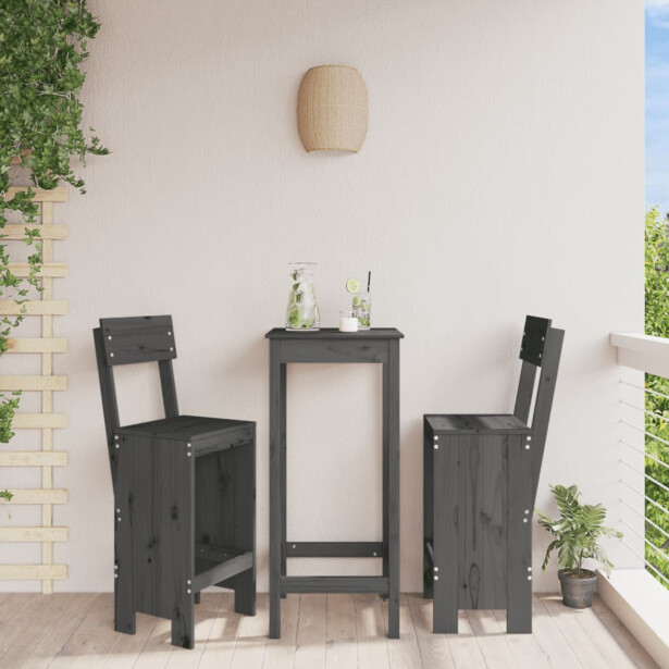 Baarijakkarat 2 kpl harmaa 40x48,5x115,5 cm, mänty