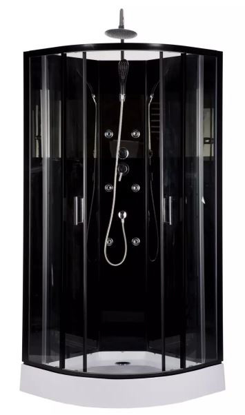 Hierova suihkukaappi Harma Black Onyx, 85 x 85 x 220 cm, kirkas lasi, avoin yläosa