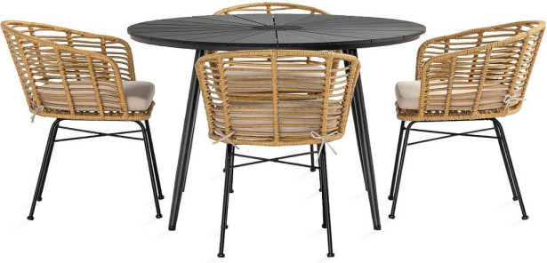 Ruokailuryhmä Roubai pyöreä 120cm + 4 Vadavi tuolia
