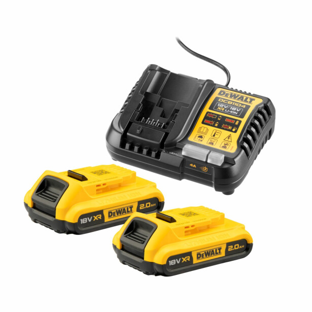 Akkusetti DeWalt XR DCB1104D2, 18V, 2x2.0Ah + DCB1104-laturi