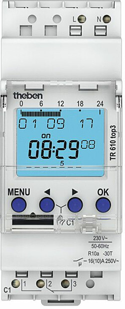 Digitaalinen kellokytkin Theben TR 610 Top3, viikko-ohjelma