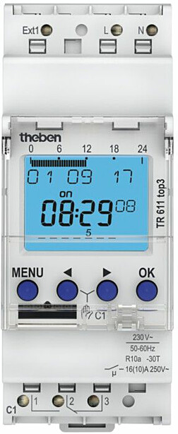Digitaalinen kellokytkin Theben TR 611 Top3, viikko-ohjelmalla