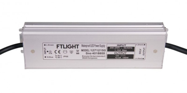LED-vakiojännitelähde FTLight, 150W, 12V, IP65