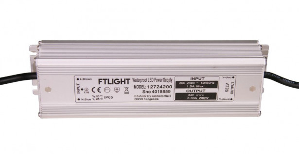 LED-vakiojännitelähde FTLight, 200W, 24V, IP65