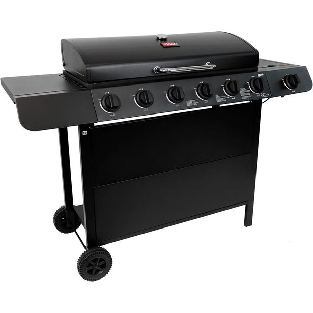 Kaasugrilli Dose Barbeque, 6 poltinta sivukeitin, musta