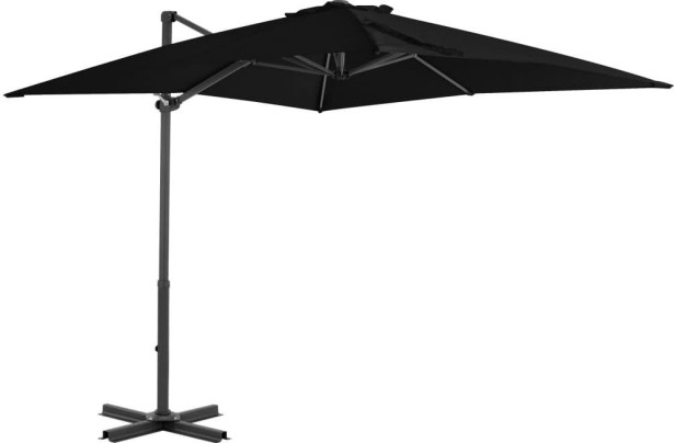 Riippuva aurinkovarjo alumiinipylväällä, musta, 250x250cm