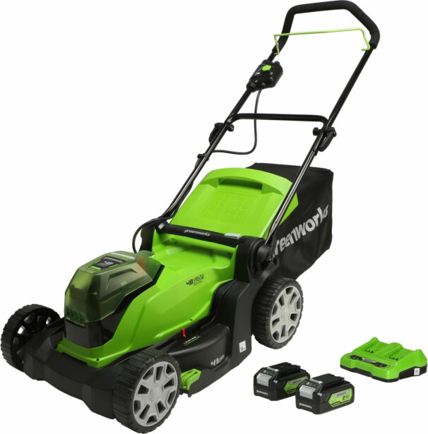 Akkuruohonleikkuri Greenworks G24X2LM41K2x, 41cm, 2x24V, 2x2.0Ah akuilla