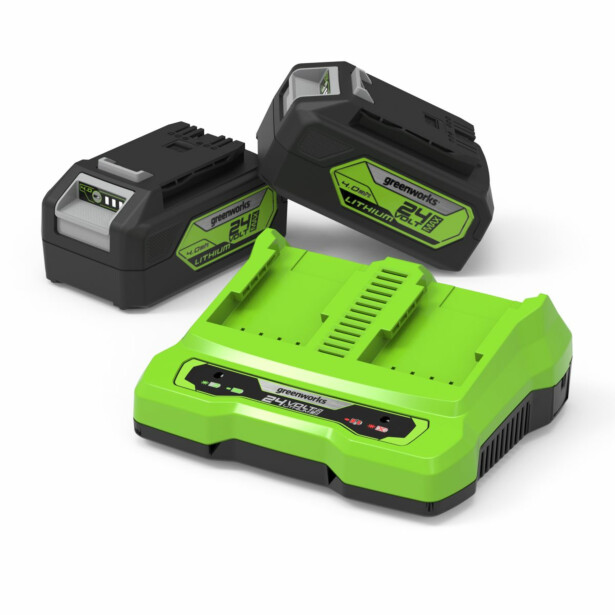 Akut + tuplalaturi Greenworks GSK24B4X, 24V, 2x4.0Ah