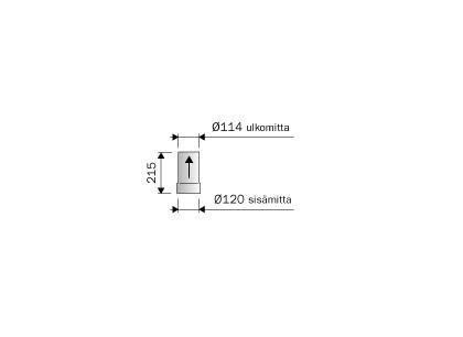 Savuhormin supistusputki, Ø120 / Ø115, rst