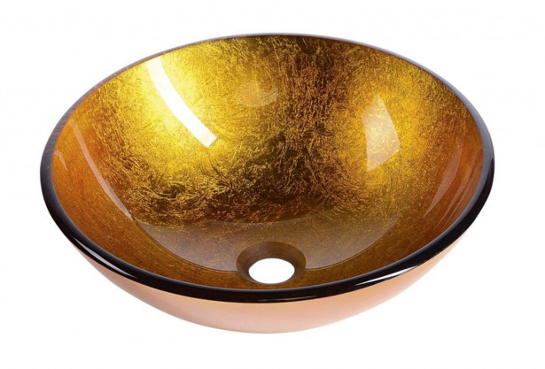 Lasinen malja-allas Interia Ago, pöytätasolle, kulta, 420 X 420 X 140 mm