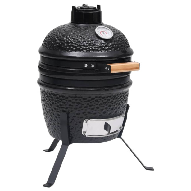 Kamado 2-in-1 grilli/savustin keramiikka 56 cm musta