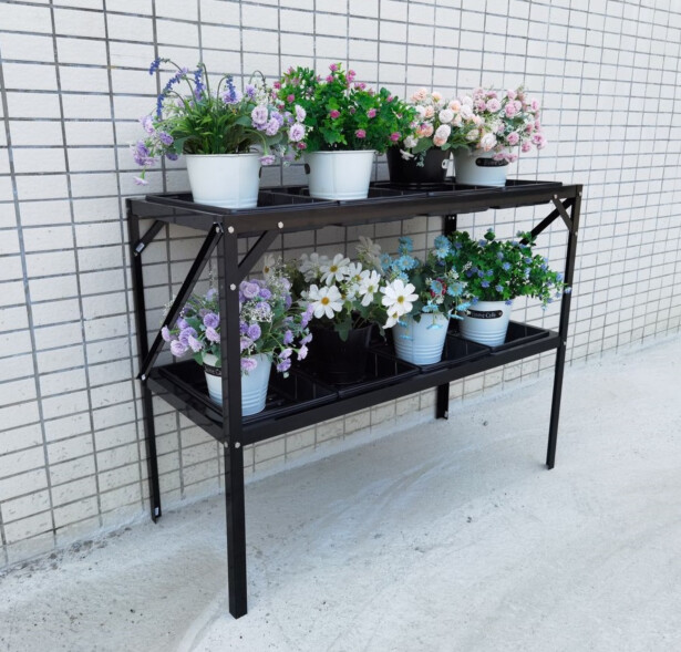 Kasvihuonepöytä Metalcraft, 2 hyllyä, 75x97x41cm, musta