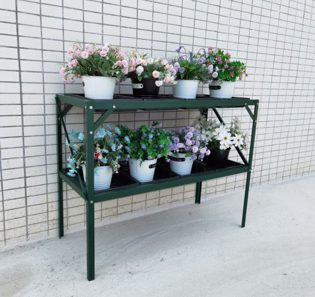 Kasvihuonepöytä Metalcraft, 2 hyllyä, 75x97x41cm, vihreä