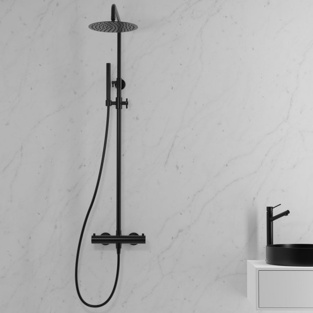 Kattosuihkusetti termostaattihanalla Scandtap Steel Pleasure 2 Shadow