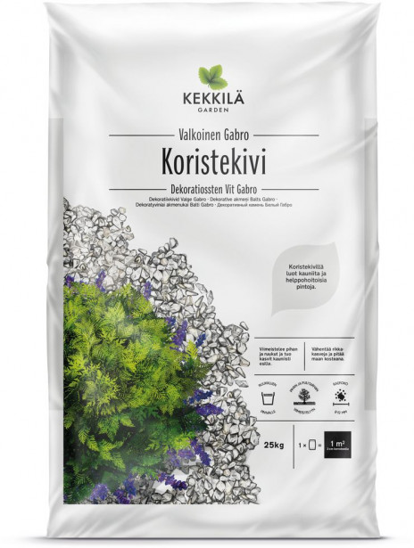 Koristekivi Kekkilä Valkoinen Gabro 5-12 mm 42 säkkiä x 25 kg/lava, 1050 kg