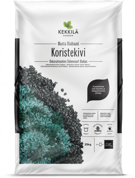 Koristekivi Kekkilä Musta Diabaasi 8-12 mm 42 säkkiä x 25 kg/lava, 1050 kg