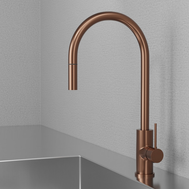Keittiöhana Scandtap Steel Accent Amber D pesukoneventtiilillä