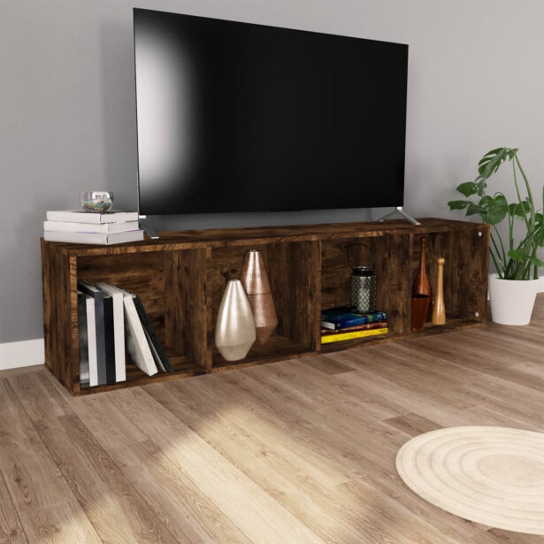 Kirjahylly / TV-taso 36x30x143 cm tekninen puu savutammi