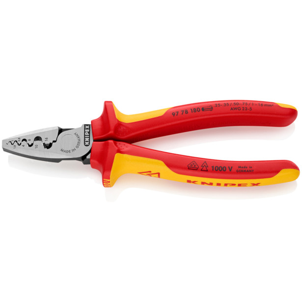 Pääteholkkipihti Knipex VDE 180mm, 0.25-16mm²