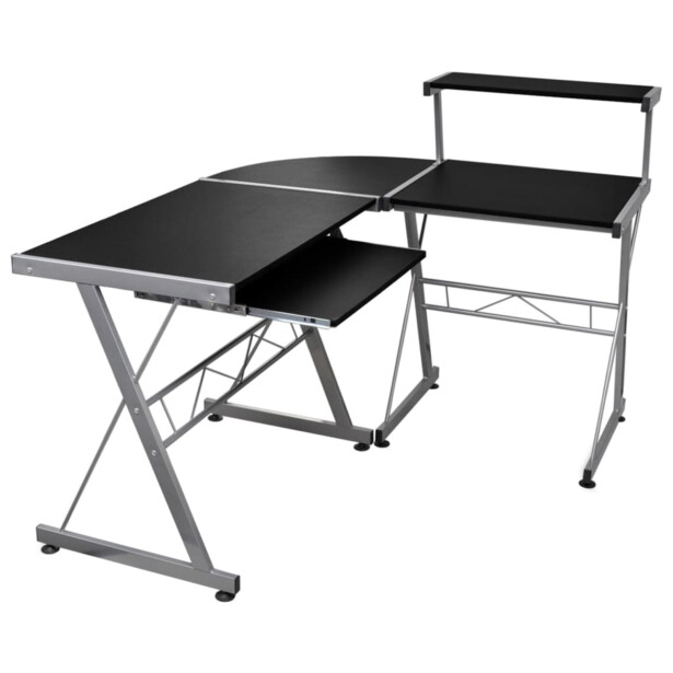 Kulmatietokonepöytä 132x112x99 cm tekninen puu musta