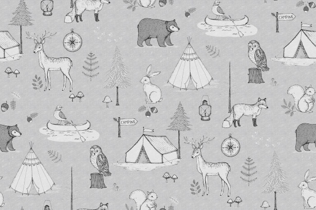 Kuvatapetti Rebel Walls Camping Trip Grey, non-woven, mittatilaus