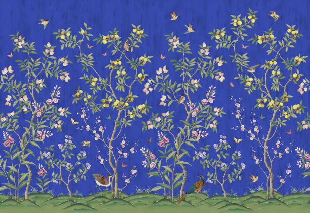 Kuvatapetti Rebel Walls Chinoiserie Chic Cobalt, non-woven, mittatilaus