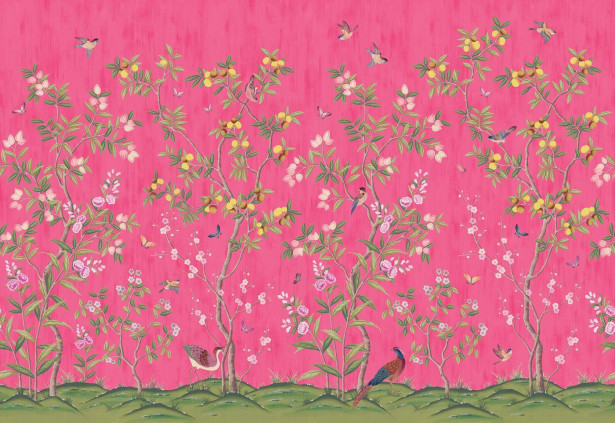 Kuvatapetti Rebel Walls Chinoiserie Chic Fuchsia, non-woven, mittatilaus