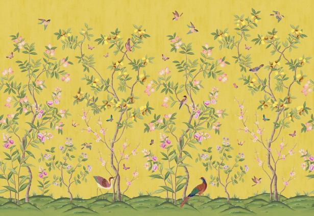 Kuvatapetti Rebel Walls Chinoiserie Chic Saffron, non-woven, mittatilaus