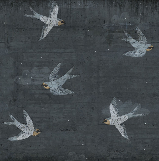 Kuvatapetti Rebel Walls Concrete Art Night Swallow, non-woven, mittatilaus