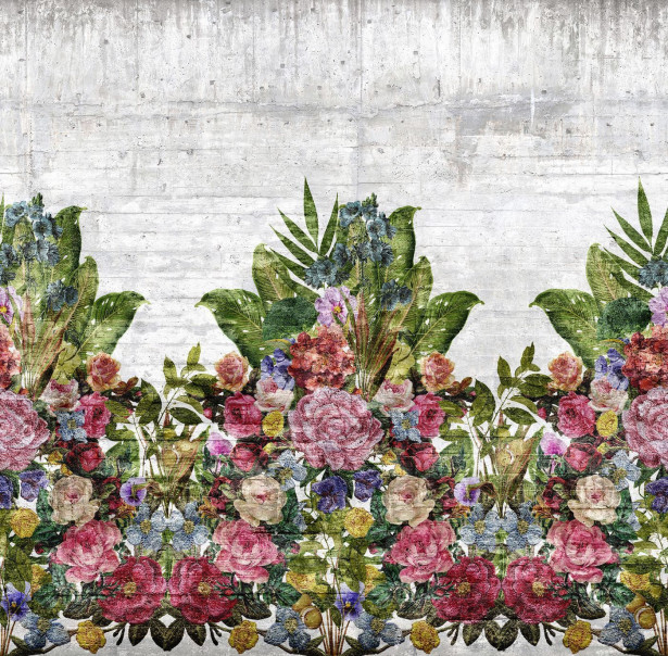 Kuvatapetti Rebel Walls Flower Burst Concrete, non-woven, mittatilaus