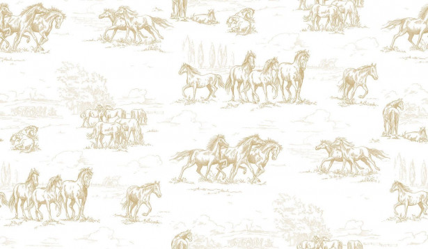 Kuvatapetti Rebel Walls Horse Herd Gold, non-woven, mittatilaus