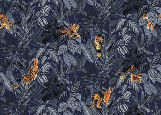 Kuvatapetti Rebel Walls Mischievous Tigers Moonlight, non-woven, mittatilaus