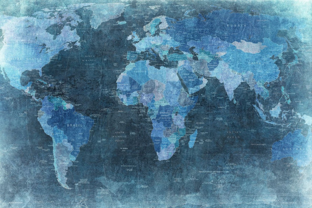 Kuvatapetti Rebel Walls World Map Blue, non-woven, mittatilaus