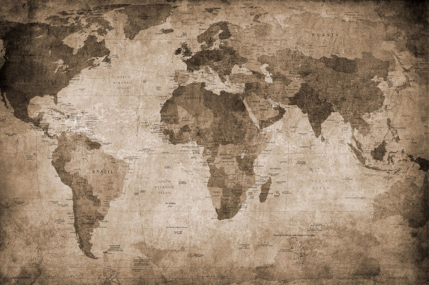 Kuvatapetti Rebel Walls World Map Brown, non-woven, mittatilaus