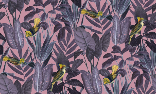 Kuvatapetti Rebel Walls Yellow Bird Dusk, non-woven, mittatilaus