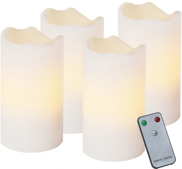 LED-pöytäkynttilä Star Trading Advent, 10cm, valkoinen, 4 kpl + kaukosäädin