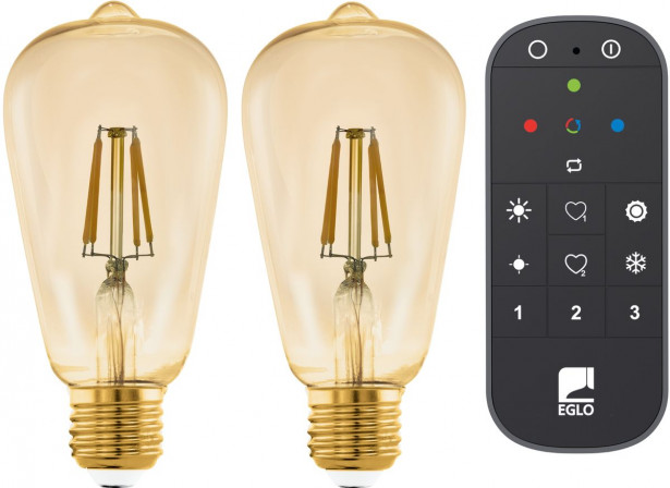 LED-Aloituspakkaus Eglo connect.z ZigBee filamentti E27 ST64 500lm 4.9W 2kpl + kaukosäädin