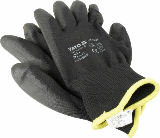 Asentajankäsine Yato nro. 9, nylon/PU, musta