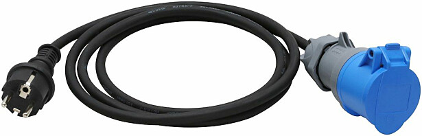 Adapterijohto Malmbergs, pistorasia CEE/pistotulppa, 1-vaihe, 16A, 2m