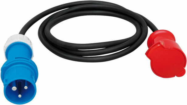 Adapterijohto Malmbergs, pistotulppa CEE/schukopistorasia, 1-vaihe, 16A, 2m