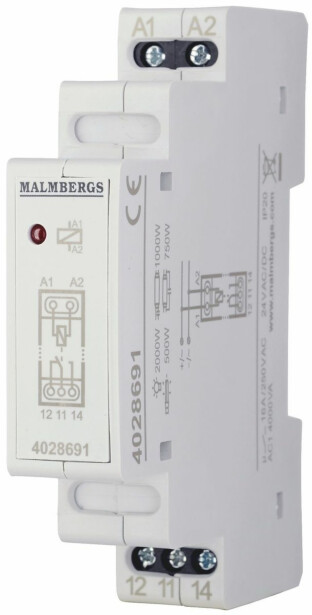Apurele Malmbergs, 24V AC/DC, 1-vaihto