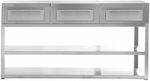 Kesäkeittiön työtasomoduuli säilytyslaatikoilla Myoutdoorkitchen Nordic Line, 180cm, ruostumaton teräs