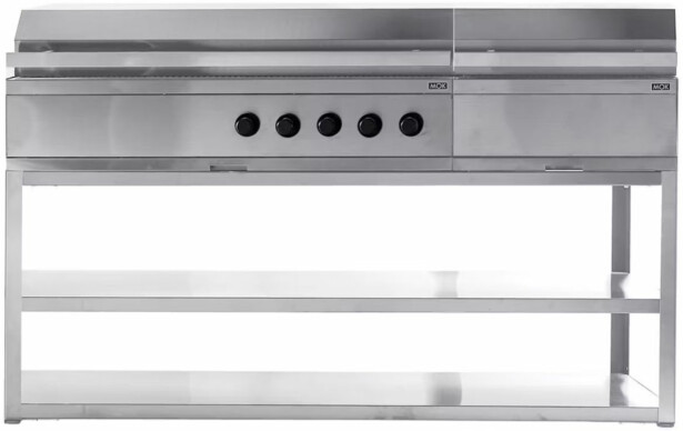 Kesäkeittiön kaasu- ja hiiligrillimoduuli Myoutdoorkitchen Nordic Line, 5 poltinta, 180cm, ruostumaton teräs