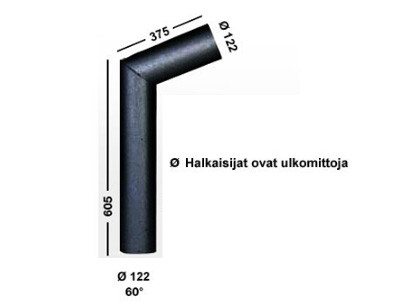 Savuhormi, kulma 60°, Ø122
