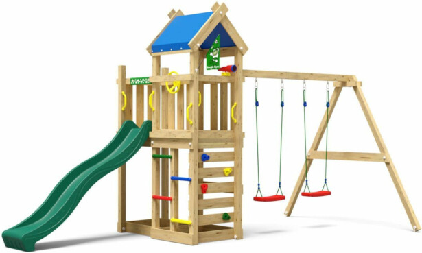 Leikkitornikokonaisuus Jungle Gym Nomad, 2-Swing Module 200, liukumäki