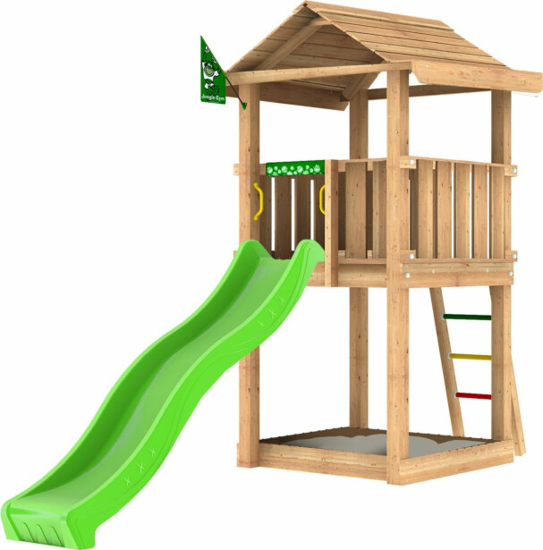 Leikkitornikokonaisuus Jungle Gym House 2.1, vihreä liukumäki