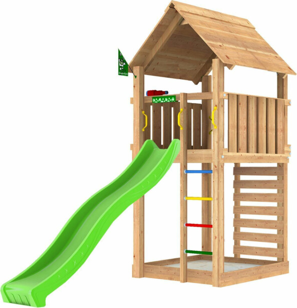 Leikkitorni Jungle Gym Cabin 2.1, vihreä liukumäki