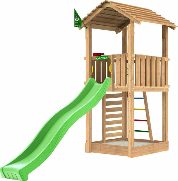 Leikkitorni Jungle Gym Cottage 2.1, vihreä liukumäki