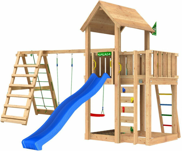 Leikkitorni Jungle Gym Mansion 2.1 ja 2-Climb Module 220, sininen liukumäki