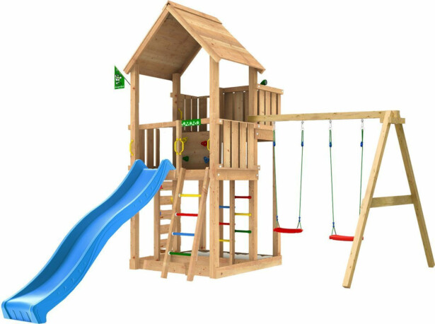 Leikkitorni Jungle Gym Palace 2.1, 2-Swing Module 220, sininen liukumäki